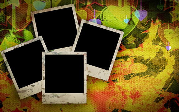   Blank photo frame on the grunge military background