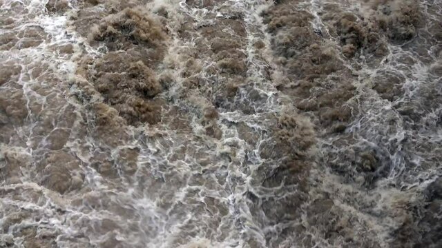 MS HA High water at dam / Serrig, Saar Valley, Rhineland-Palatinate, Germany