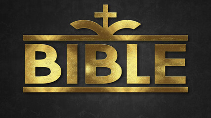 Fototapeta premium The word BIBLE concept written in gold texture on dark background.