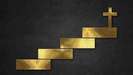 A cross on highest stairs. Success concept.