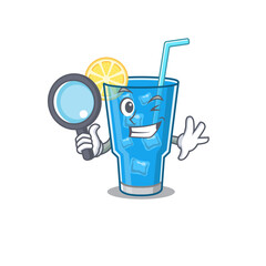 cartoon picture of blue lagoon cocktail Detective using tools