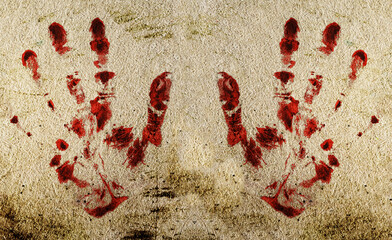 background with a print of a bloody hands © Sergii
