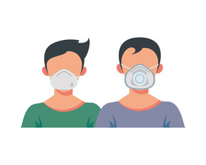 young men wearing medical masks characters
