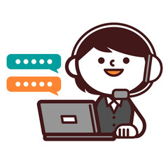 オペレーター　コールセンター　女性　ノートパソコン