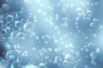   bubbles in the blue water