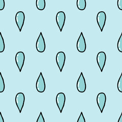 water drops seamless doodle pattern, vector illustration