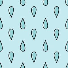 water drops seamless doodle pattern, vector illustration