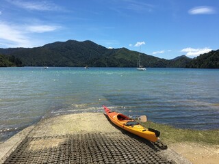 Kayaking in ngakuta bay  New Zealand, South Island