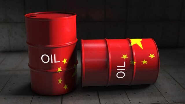 Chinese crude oil barrels petroleum production commodity trade 3D render