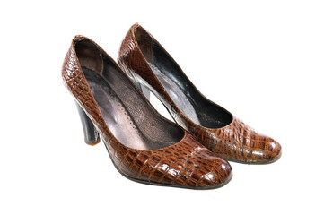 old shoes isolated on white background