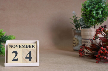 November 24, Vintage natural calendar.
