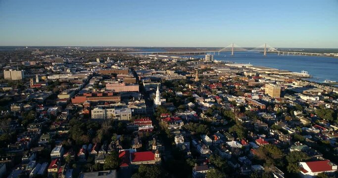 Downtown Charleston, South Carolina, Aerial Drone	