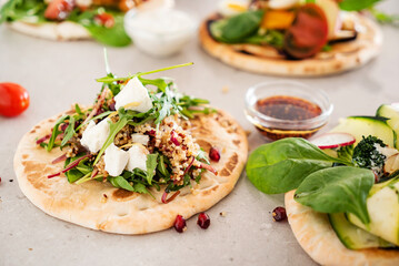 pita bread with fresh vegetables and dressing