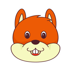 Vector illustration of a cartoon squirrel’s head. Isolated on white background. Cute wild animal