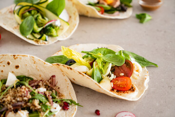 pita bread with fresh vegetables and dressing