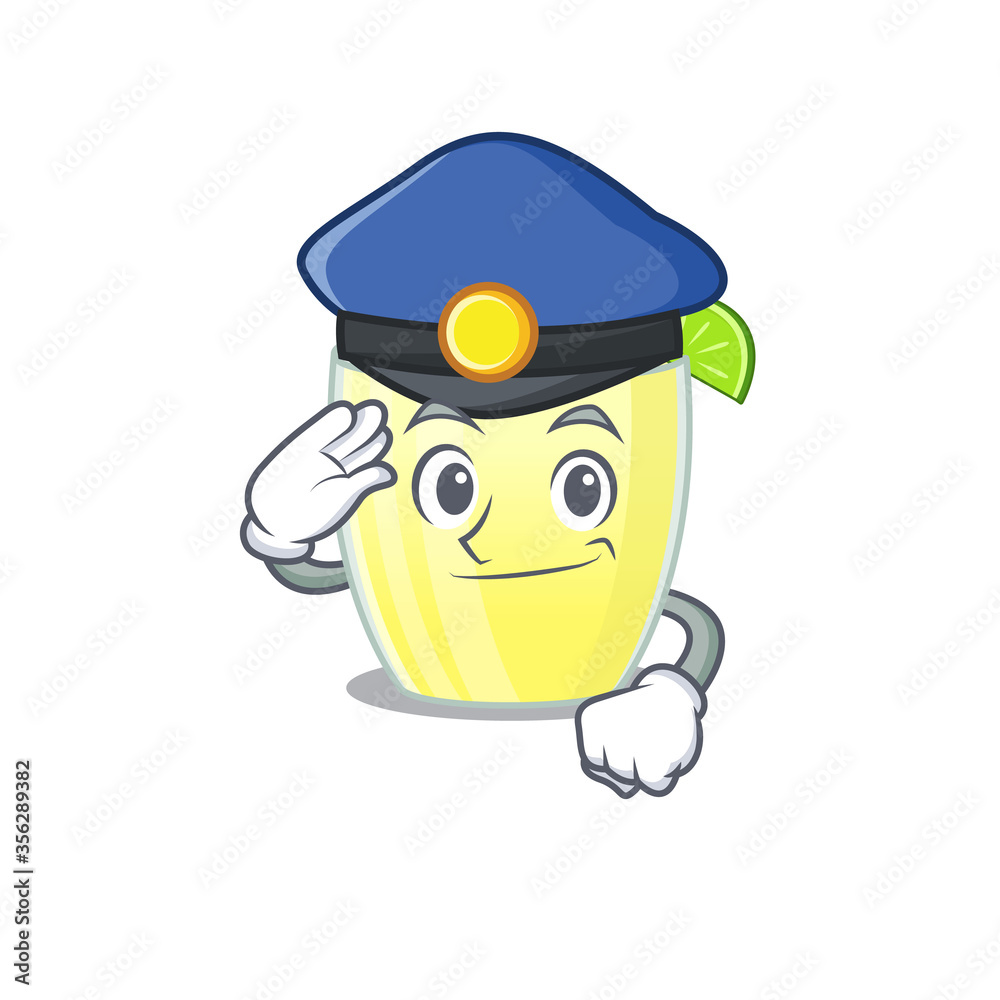 Sticker Police officer cartoon drawing of daiquiri cocktail wearing a blue hat