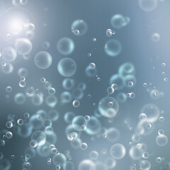 bubbles in the blue water
