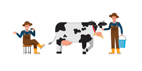 Farmer character vector design. Presentation in various action.