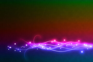 curved lines and burning stars on a dark