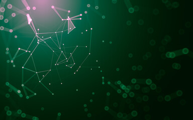Abstract background. Molecules technology with polygonal shapes, connecting dots and lines. Connection structure. Big data visualization.