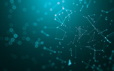Abstract background. Molecules technology with polygonal shapes, connecting dots and lines. Connection structure. Big data visualization.