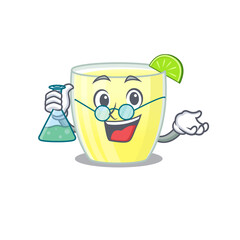 caricature character of daiquiri cocktail smart Professor working on a lab