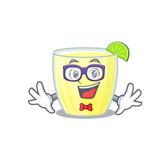 A cartoon drawing of geek daiquiri cocktail wearing weird glasses