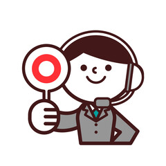 オペレーター　コールセンター　男性　丸