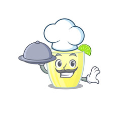mascot design of daiquiri cocktail chef serving food on tray