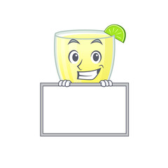 Daiquiri cocktail cartoon design style standing behind a board