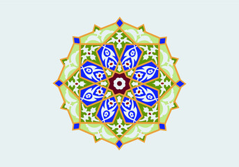 Ancient Islamic art on the wall. Vector
