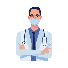 Fototapeta premium male doctor wearing medical mask with stethoscope