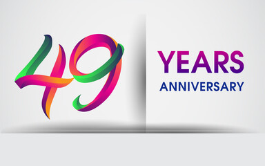 49th Anniversary celebration logo, colorful design logotype isolated on white background.