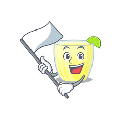 Fototapeta na wymiar A heroic daiquiri cocktail mascot character design with white flag