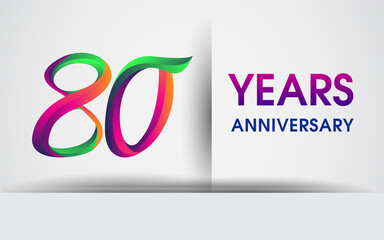 80th Anniversary celebration logo, colorful design logotype isolated on white background.
