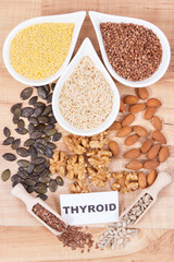 Natural products and ingredients containing vitamins for healthy thyroid