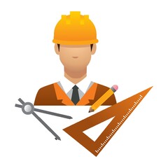 engineer with stationery tools