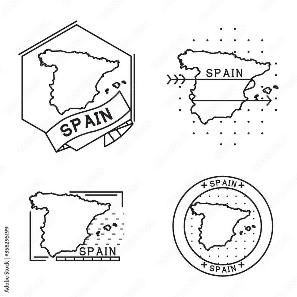 Wall mural set of spain maps