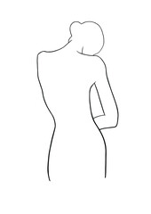 The outline of a slender female body drawn with a simple black line.