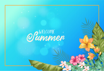 Fototapeta na wymiar Realistic floral summer background design