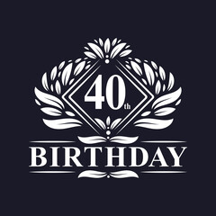 40 years Birthday Logo, Luxury 40th Birthday Celebration.
