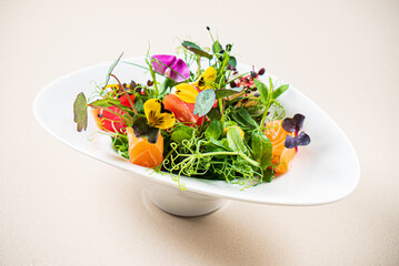 gourmet salad with tuna and salmon