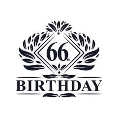 66 years Birthday Logo, Luxury 66th Birthday Celebration.