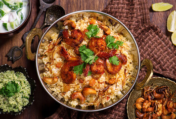 Spicy and delicious prawns biryani