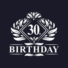 30 years Birthday Logo, Luxury 30th Birthday Celebration.