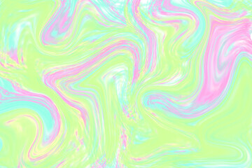 Fototapeta premium Lime green liquid color illustration. Pastel multicolored digital texture. Smudged paint cover template.