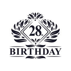28 years Birthday Logo, Luxury 28th Birthday Celebration.