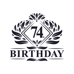 74 years Birthday Logo, Luxury 74th Birthday Celebration.