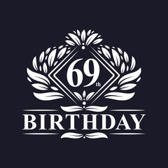 69 years Birthday Logo, Luxury 69th Birthday Celebration.