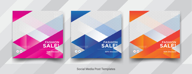 Set of fashion sale social media promotional post templates design